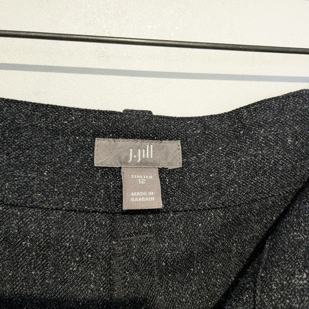 J.Jill Dress Pants Straight Leg Mid Rise Black White Flecked 12 Stretch